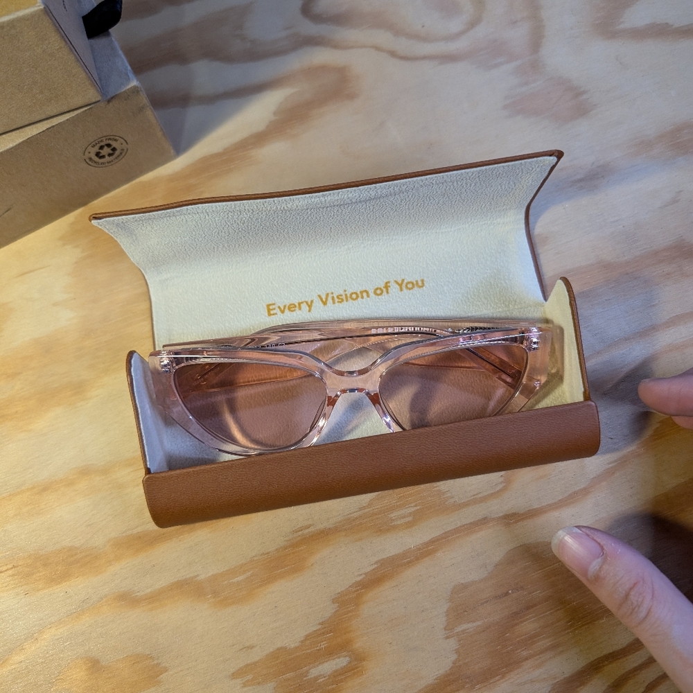 Crystal pink horn acetate sunglasses